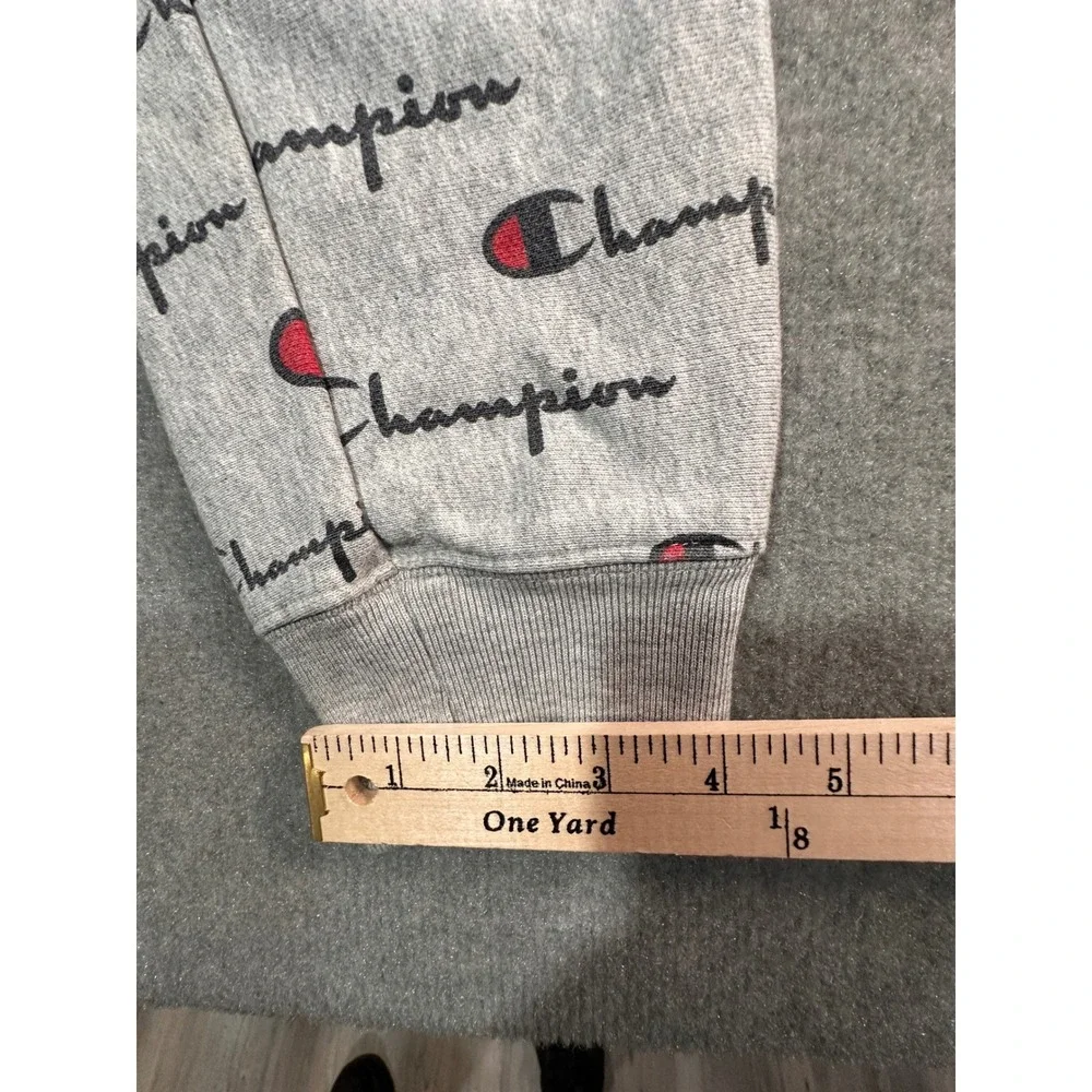 Champion Reverse Weave Gray All Over Logo Print Joggers Mens Medium 1763